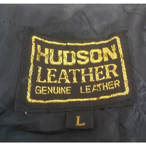 Hudson Leather Black Leather Vest Size L Harley-Davidson Patches Biker - Picture 2 of 3